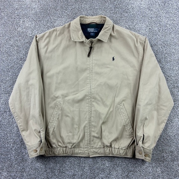 Polo Ralph Lauren Other - Vintage Polo Ralph Lauren Harrington Jacket Mens M Beige Zip Flannel Bi Swing